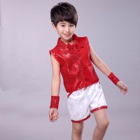 新款儿童亮片演出服六一男女童表演服幼儿爵士舞小学生现代舞纱裙