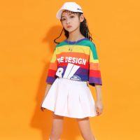 童街舞服装夏季男童套装短袖女童爵士舞练功服幼儿园表演服