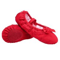 蕾丝珍珠花边儿童舞蹈鞋女芭蕾舞鞋软底练功鞋女童猫爪鞋