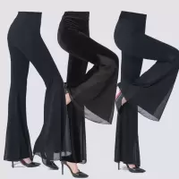 形体喇叭裤女网纱莫代尔棉优雅拉丁训练服舞蹈练功裤直筒广场舞裤