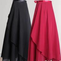 成人芭蕾舞裙系带教师长裙舞蹈纱裙练功雪纺围裙体操服半身裙80cm