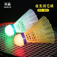 双赢led夜光羽毛球夜间发光发亮夜用带灯带光闪光荧光耐打尼龙球