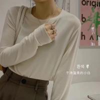 amomi全民女友衣秋季圆领内搭长袖针织衫杜小宅百搭打底衫t恤