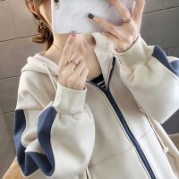 薄/加绒加厚外套连帽卫衣女2021新款潮ins春秋季韩版宽松学院风冬