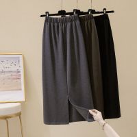 黑色半身裙女中长款2021秋冬新款小个子高腰开叉a字裙大码包臀裙