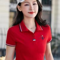 2021新款短袖/长袖t恤女潮韩版修身女装运动翻领衫女士体恤夏