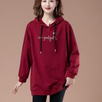 2021春秋连帽卫衣洋气宽松妈妈装带帽外套四十岁中年女士休闲上衣