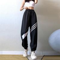 运动裤子女宽松百搭潮束脚高腰瑜伽速干跑步休闲长裤拼色健身裤