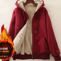 加绒加厚连帽卫衣女秋冬休闲运动加厚保暖羊羔绒女士开衫拉链外套