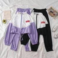 新款春季套装少女卫衣裤两件套韩版网红拼色宽松休闲运动套装学生