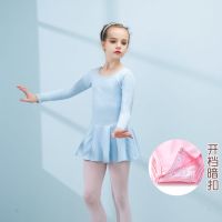 女童舞蹈服装练功服秋幼儿儿童棉长袖蝴蝶结连体服连衣裙芭蕾舞服
