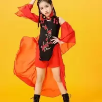 六一儿童演出服爵士舞蹈服模特t台走秀街舞表演古典时尚旗袍