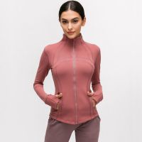 lulu秋冬瑜伽外套女修身立领拉链紧身跑步训练长袖运动夹克健身服