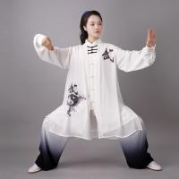 新款服武字彩绘水墨飘逸三件套男女练功武术表演服中国风春秋