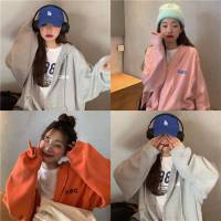 秋冬季韩风chic加绒加厚百搭休闲连帽拉链开衫连帽卫衣外套男女款