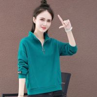 米妮棉半拉链卫衣2021秋冬女新款时尚薄款无帽立领减龄洋气上衣服