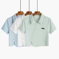 领短袖t恤女夏季2021新款韩版ins潮设计感小众短款上衣服