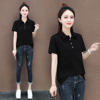 翻领短袖t恤女上衣夏季宽松半袖ins潮衫色2021新款休闲时尚