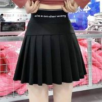 设计感高腰百褶裙女秋弹力松紧腰a字半身裙黑色显瘦防走光短裙女