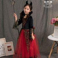 万圣节儿童吸血鬼服装女童公主裙礼服恐怖儿童童吸血鬼披风演出服