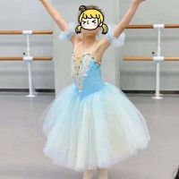 儿童芭蕾舞裙天鹅湖芭蕾表演服浅蓝色蓬蓬纱裙tutu裙吊带演出服饰