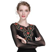 新疆舞蹈服民族风绣花上衣练功服女夏季维吾尔族演出表演服