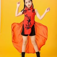 六一儿童演出服爵士舞蹈服模特t台走秀街舞表演古典时尚旗袍