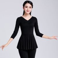 服装新款上衣莫代尔练功服裙摆跳舞服装成人舞蹈服七分袖