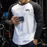 健身衣服男紧身衣冬季速干运动t恤插肩袖篮球训练打底衫跑步上衣