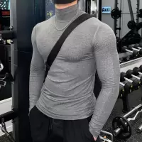 高弹运动跑步长袖紧身衣男训练肌肉篮球上衣冬季速干高领健身衣服