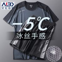 跑步套装男运动休闲篮球服速干冰丝装备夏季宽松短袖t恤