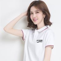 棉 翻领短袖t恤女运动衫带领t桖夏季时尚休闲有领半袖