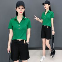 短袖t恤女2021夏季新款时尚薄款修身百搭洋气领上衣体恤衫潮