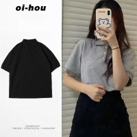 哦豁短袖衫女宽松翻领t恤色bf酷酷的衣服百搭显瘦上衣