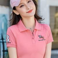 2021新款韩版修身半袖女t恤上衣翻领短袖体恤休闲运动衫女夏