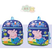 小猪佩奇儿童卡通书包3岁4岁幼儿园男女宝宝书包防水护脊男童背包 小猪佩奇-印花-天蓝