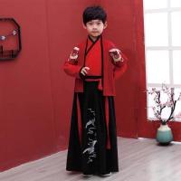 儿童汉服国学服三字经弟子规演出服男女书童中国风古装表演服唐装 红色 110