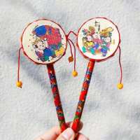 抓握训练婴儿宝宝玩具0-1岁半可啃咬乐器 拨浪鼓玩具男女孩小摇铃 平安鼓1个 颜色图案随机