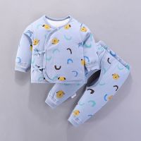 婴儿棉衣套装加厚夹棉冬季棉服冬装0-1岁2新生儿衣服男女宝宝棉袄 七彩小狗蓝色 绑绳 59