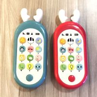 宝宝玩具软胶手机儿童0-1-3-6岁婴儿可咬仿真电话音乐早教男女孩 鹿角小手机+挂绳[充电款]蓝