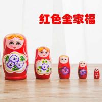 俄罗斯彩绘5层10层套娃椴木材质大头儿子电影佩奇喜娃益智玩具 经典5层红色女孩套娃
