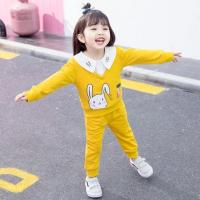 漫画叮当女宝宝春装套装女童两件套韩版1小女孩洋气时髦3儿童衣服 黄色 小兔子套装 80