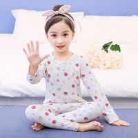 漫画叮当儿童内衣套装春秋男童女童睡衣宝宝婴儿全棉保暖秋衣秋裤 草莓款 80码建议身高70-80cm