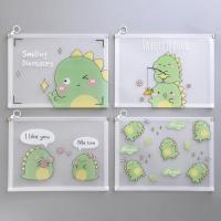 A4透明文件袋拉边档案袋韩国小清新初中资料袋塑料试卷收纳袋文 恐龙[4个混发]