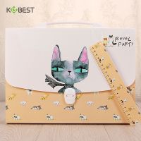 卡通多层风琴包a4多层文件夹学生试卷夹票据夹手提文件试卷收纳包 F8228-猫咪-常规款-13格