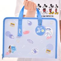 得力帆布风琴包多层手提试卷袋卷子分类插页资料册公文档案文件夹 (娜比蓝)双层/赠B5大号笔记本