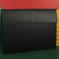 A4风琴包多层文件夹学生试卷收纳袋试卷夹大容量卷子整理手提孕检 5格黑色-按扣横款(约装150张)