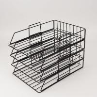 金属文件夹收纳盒文件架办公桌面置物架子整理书架资料档案文件框 黑色 双层