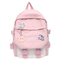 儿童可爱时尚旅游小背包女童户外出休闲双肩包女孩公主春游包包潮 粉色带徽章