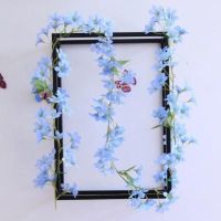 仿真花藤蔓假花藤条空调管装饰电线缠绕墙面塑料花遮挡暖气管绢花 蓝色迎春花藤一条
